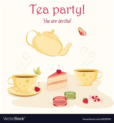 Elegant Tea Party Invitation Template With Teacups