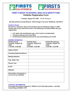 Fillable Online Sbcounty First 5 Fair Exhibitor Form San Bernardino