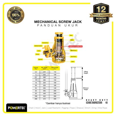 Jual Screw Jack Dongkrak Ulir Botol 5 Ton POWERTEC Premium Original