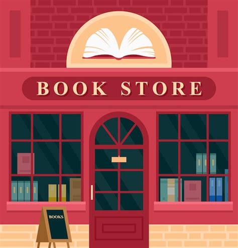 Premium Vector City Building Vintage Book Store Facade Cartoon House