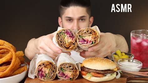 Asmr D Ner Kebab Wrap Quarter Pounder Giant Onion Rings Mukbang