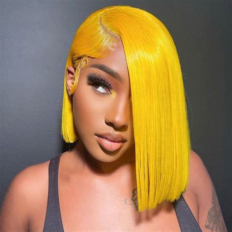 Donmily Lemon Yellow Bob Shoulder Length Wig 13x4 Lace Front Bob Wigs