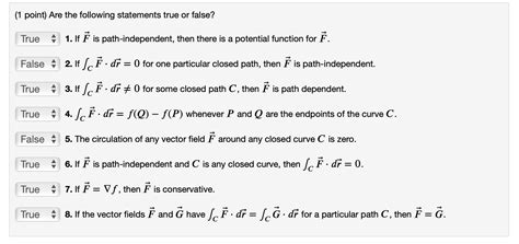 Solved 1 Point Are The Following Statements True Or False