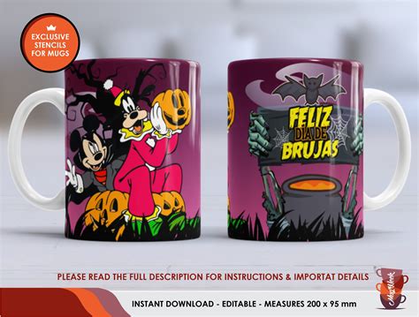 12 Plantillas halloween Taza halloween Diseños halloween Etsy