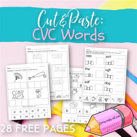 Cvc Cut And Paste Practice Free Word Work Worksheets Library