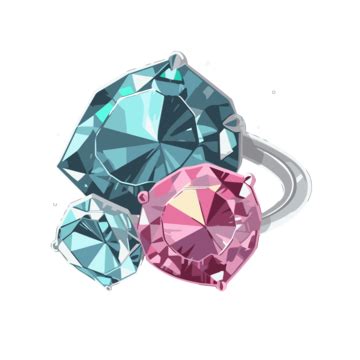 Three Different Color Gemstones With Sparkles Clipart Vector Sticker