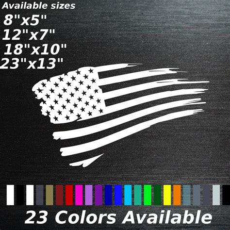 Tattered American Flag decal sticker trucks cars Ford Chevy window ...