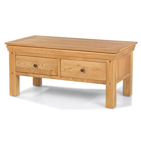 Bexley Solid Oak Four Drawer Storage Coffee Table On Sale