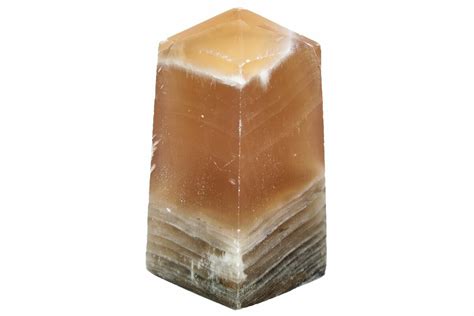 26 Polished Banded Honey Calcite Obelisk 217046 For Sale