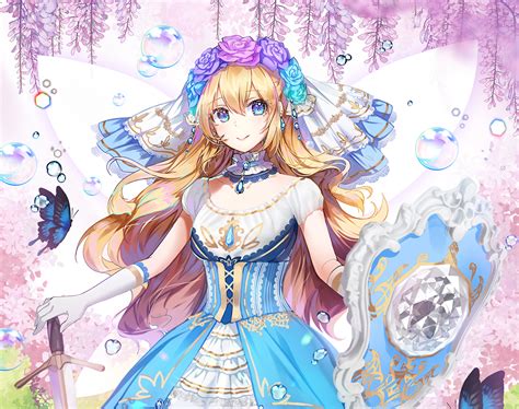 Applecaramel Acaramel Aqua Eyes Blonde Hair Bubbles Butterfly Choker Dress Elbow Gloves