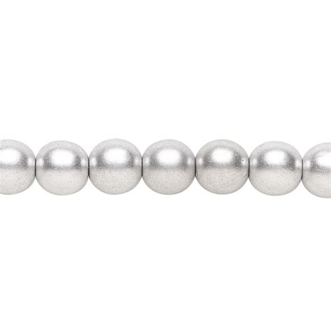 Bead Czech Glass Druk Opaque Satin Metallic Silver 8mm Round Sold Per 15 1 2 To 16 Strand