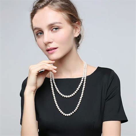 Aobei Pearl Handmade Necklace With Freshwater Pearl And Cotton Thread Pearl Necklace Long