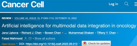 Cancer Cell综述｜ai用于肿瘤学中的多模态数据集成 知乎