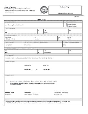 Fillable Online Seec Ct SEEC Form 20 Itemized Campaign Finance