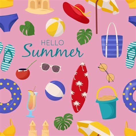 Sommer Musterdesign Surfbrett Cocktail Tasche Hut Palme Bikini Flip