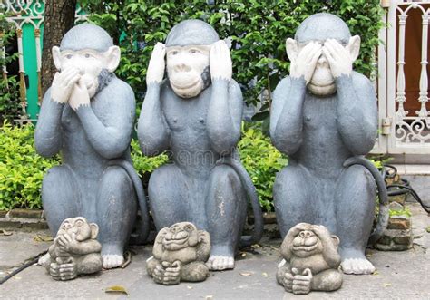 Famous Three Monkeys Statue in Bangkok, Thailand Editorial Image ...