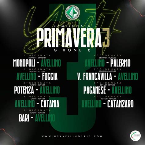 Avellino Calcio Il Calendario Completo Della Primavera3 2021 22 Y