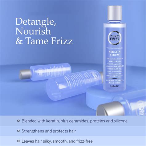 Keratin Corrective Hair Serum By Zero Frizz Detangle Nourish And Tame Frizz For Dry And