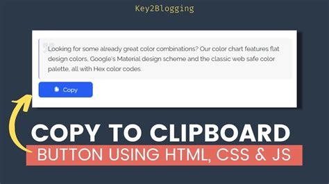 How To Add A Copy To Clipboard Button Using Html Css And Js Key2blogging