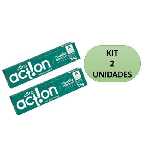 Creme Dental Vegano Kit 2 Unidades Ultra Action Menta Amazon 164g