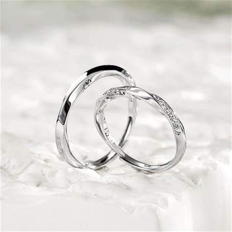 Sterling Silver Couple Rings Set Adjustable Matching Rings I Etsy