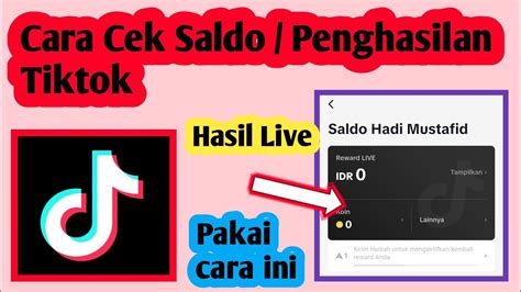 Cara Cek Penghasilan Tiktok Cara Cek Saldo Tiktok YouTube