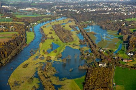 Hattingen Winz Von Oben Uferbereiche Mit Durch Hochwasser Pegel