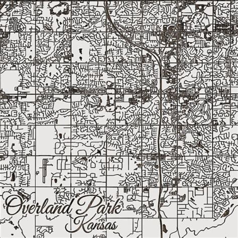 Overland Park Kansas Wooden Map Burnt Laser Cut Wall Map