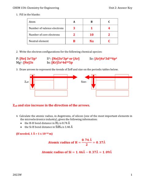 W Chem Ws Unit Key Chem Chemistry For Engineering Unit