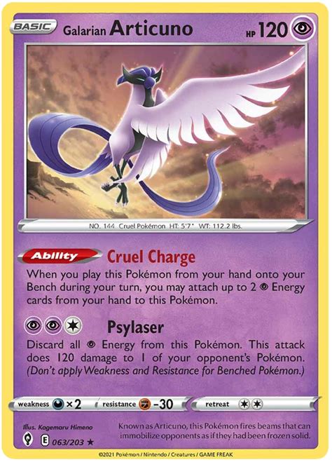 Galarian Articuno Evolving Skies Pokemon Card