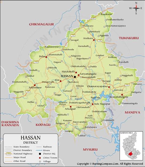 Hassan District Map, Karnataka, India