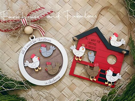 Christmas Ornament Svg Chicken Ornament Christmas Ornament Laser File Christmas Svg Laser