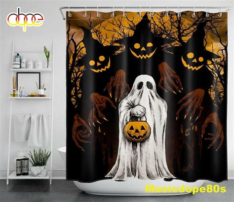 Halloween Night Spooky Ghost Trick Or Treat Waterproof Fabric Shower