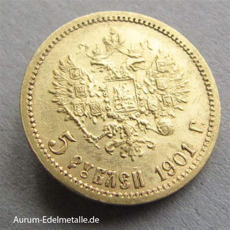 Russland 5 Rubel Gold 1901 Nikolaus II AURUM Edelmetallshop