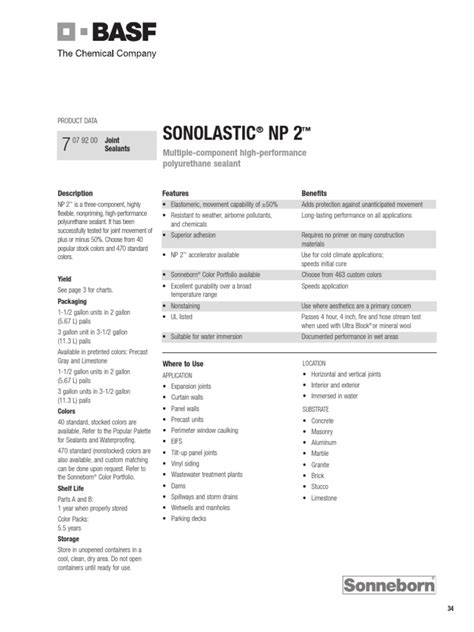 Sonolastic Np2 Polyutherane Caulking Sealant Pdf Paint Concrete