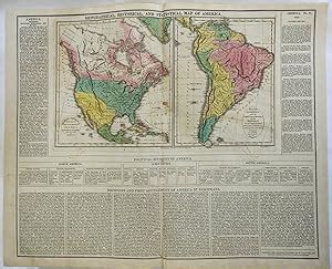 Geographical Historical Statistical Map Of North South America 1820