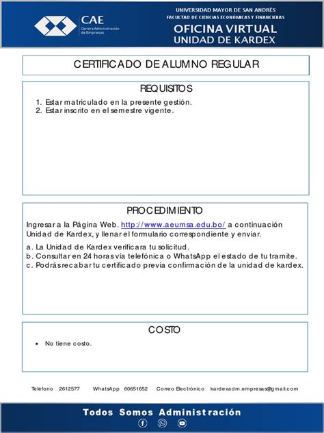 Certificado De Alumno Regular Pdf