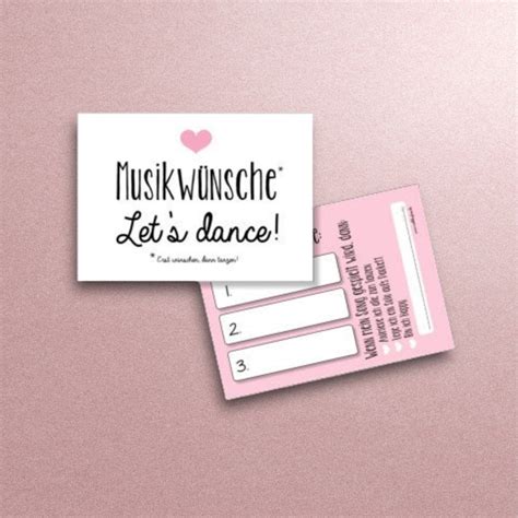 Musikwunschkarten zur Hochzeit Musikwünsche für den DJ rosa Etsy de