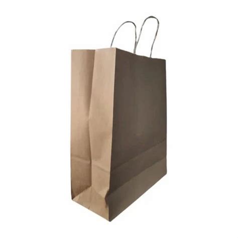 Brown Base Rectangular Loop Handle Paper Carry Bag For Shopping