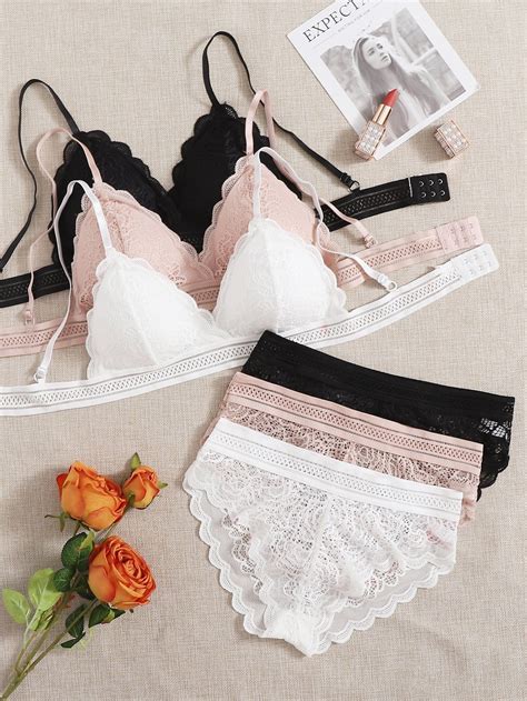 3sets Floral Lace Lingerie Set Artofit