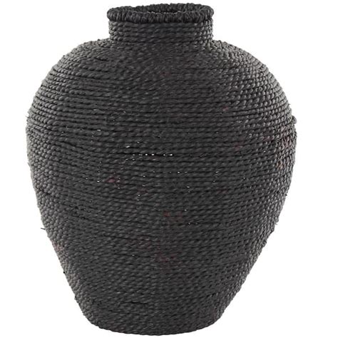 Litton Lane Black Handmade Wrapped Pot Metal Decorative Vase