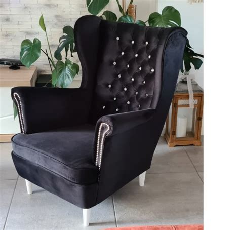 Fotel Uszak Glamour Chesterfield Podn Ek Kryszta Uszak Chesterfield