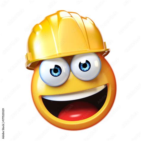 Emoji Construction Worker Isolated On White Background Emoticon