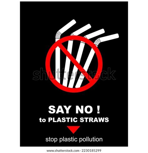 Say No Plastic Straws Poster Banner Stock Vector Royalty Free