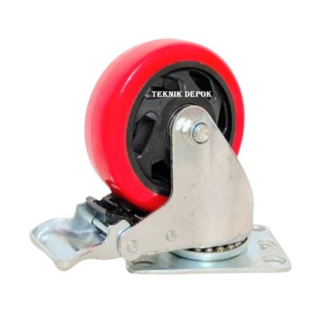 Jual Roda Pu Inch Rem Hidup Pelek Pvc Wheel Troly Polyurethane Heavy