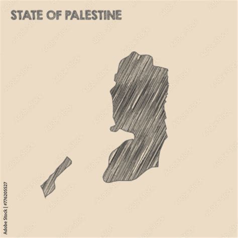 State Of Palestine Map Hand Drawn Sketch Background Vector State Of