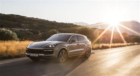 2019 Porsche Cayenne Turbo Color Palladium Metallic Front Three