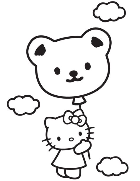 Hello Kitty And Teddy Bear Coloring Page Printable | Images and Photos ...