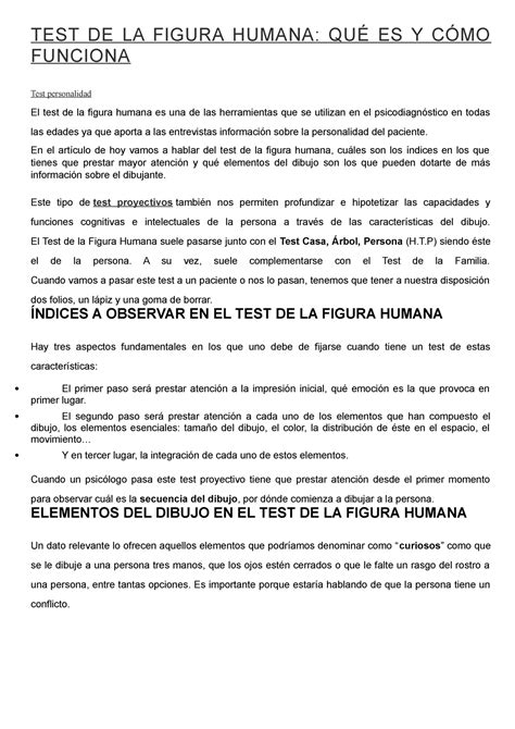 Test De La Figura Humana Test De La Figura Humana Qu Es Y C Mo