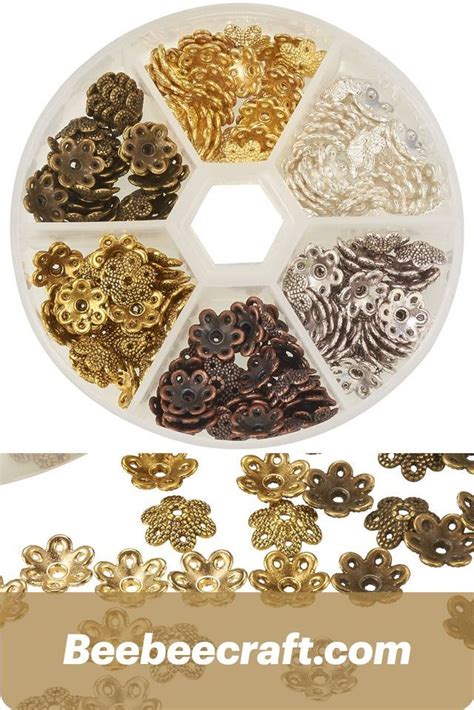 PandaHall Elite Mixed Color Tibetan Style Alloy Flower Bead Caps For